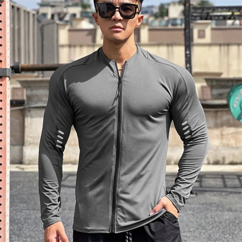 spring autumn Jacket Men Fitness Sportswear Gym Training long sleeve Sweatshirt Jogging Male coat Cardigan zipper running Jacket