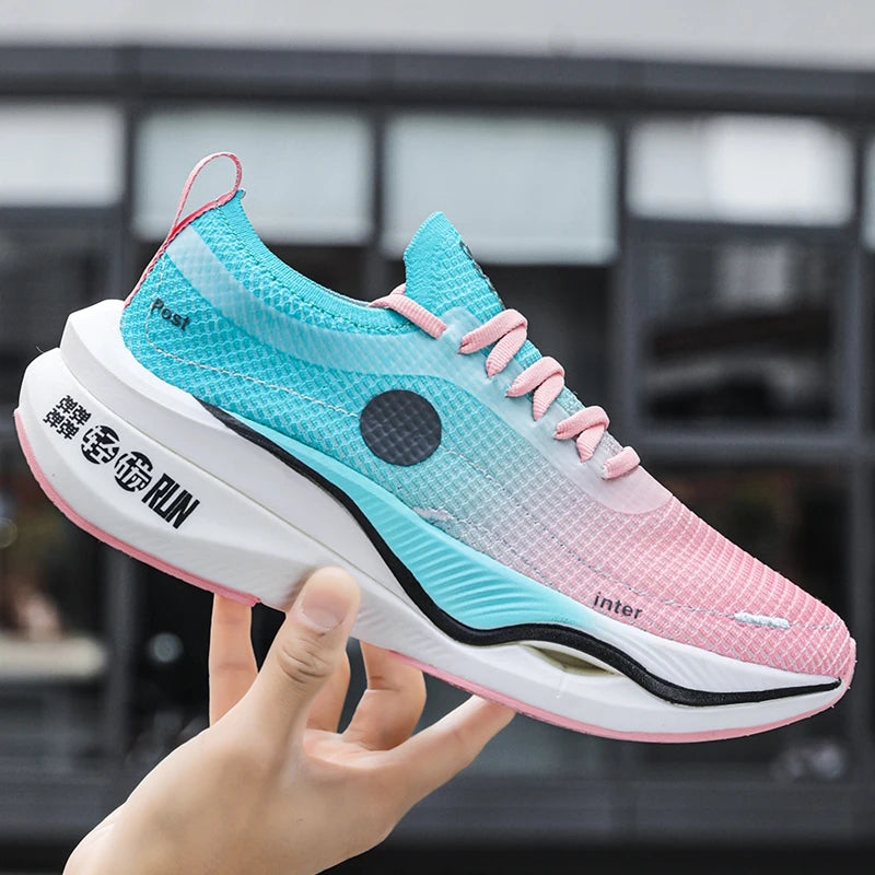 New Carbon Plate Running Shoes Men Co-branded Sneakers Women Soft Jogging Sports Shoes Cushion Marathon Athletic Training Shoes