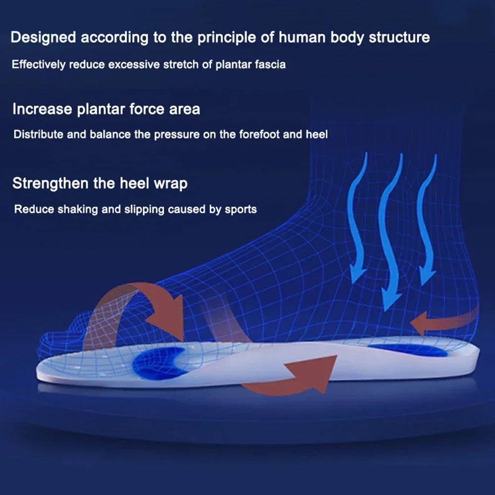 Silicone Gel Medical Insoles for Shoes Men Women Flat Foot Arch Support Orthopedic Insoles for Plantar Fasciitis Relief Shoe Pad