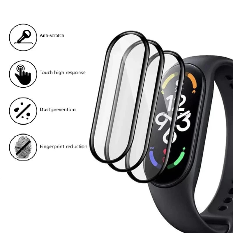 Tempered Glass for Xiaomi MI Band 8 7 6 5 4 Film Smartwatch Accessories Full Screen Protector 9D Full Protective Cover HD Film