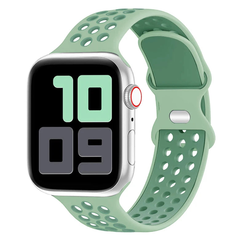 Silicone Strap for Apple Watch Band 44mm 40mm Ultra2 49mm 41-38-45mm Air-hole Bracelet iWatch Series 10 9 8/7 6 SE 5 4 42mm 46mm