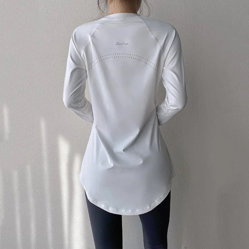 Long Sleeve Yoga Clothes Women 2024 Sportswear Woman Gym Running Blouses Shirts Sports Tops Fitness T-shirt Gym Clothing Workout