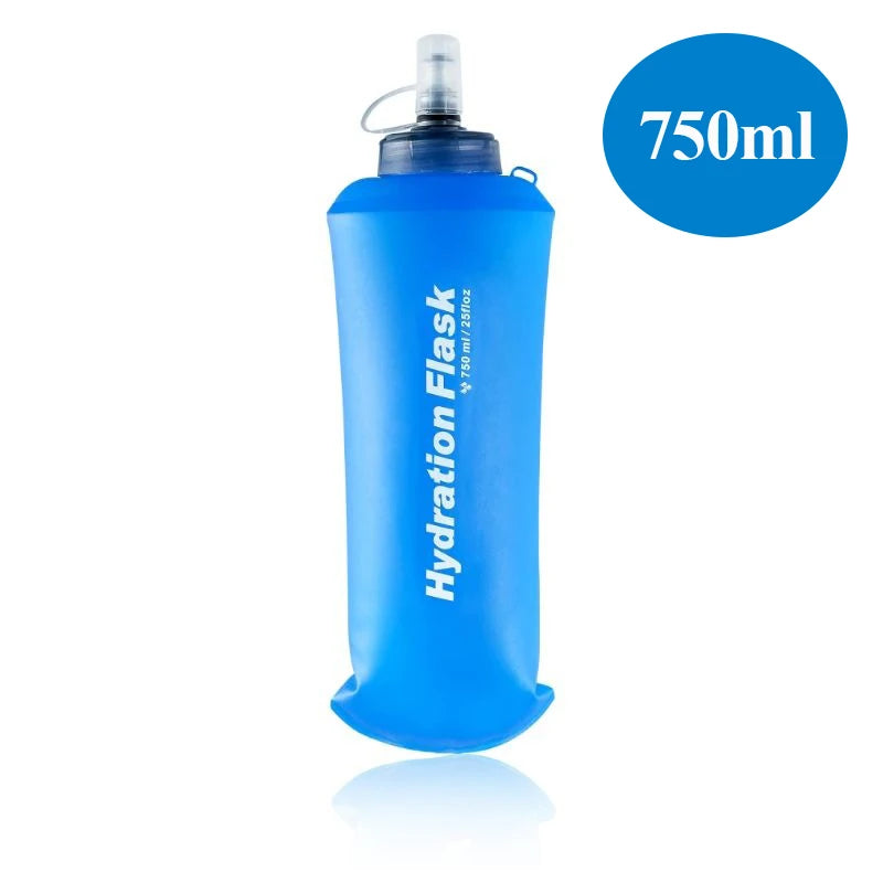 250ml 500ml 750ml TPU Soft Flask Water Bottle Ultralight Folding Collapsible Water Bottle Running Hydration Pack Waist Bag Vest