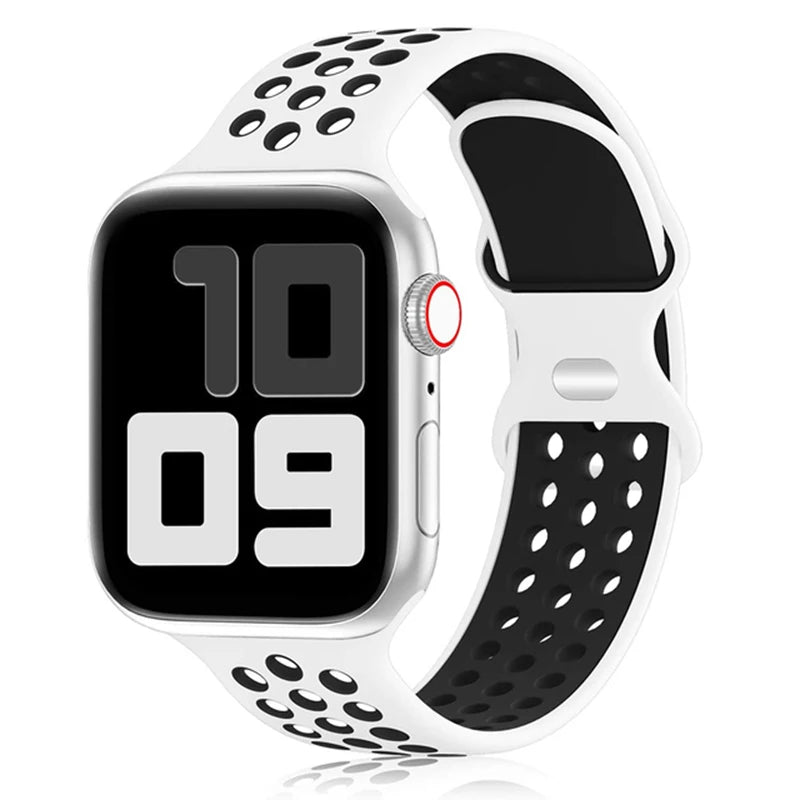 Silicone Strap for Apple Watch Band 44mm 40mm Ultra2 49mm 41-38-45mm Air-hole Bracelet iWatch Series 10 9 8/7 6 SE 5 4 42mm 46mm