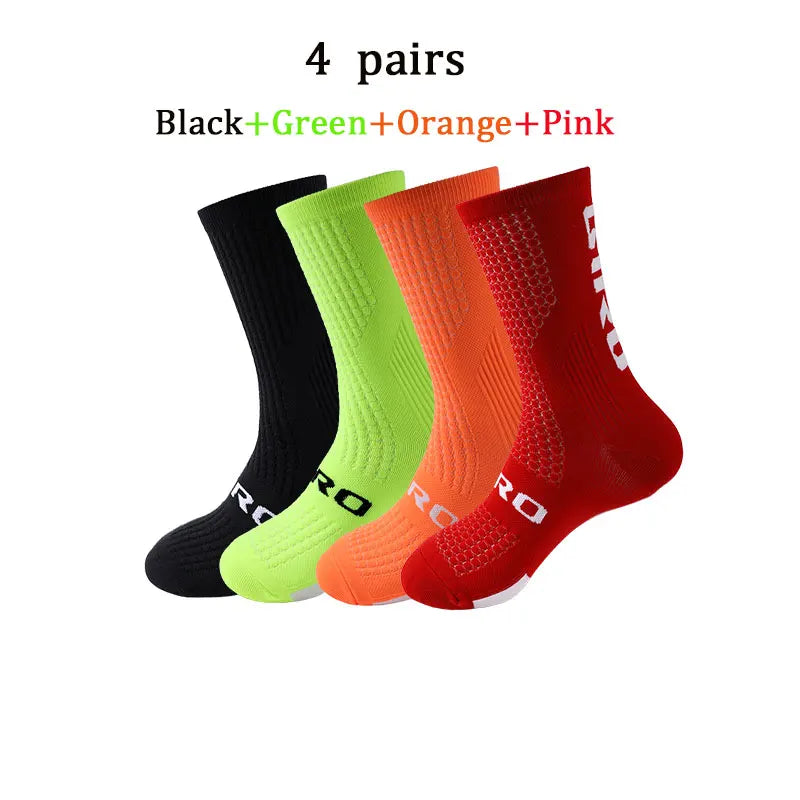 Cycling Socks Men 4 Pairs/set Biking Socks Women Sport Sweat Absorbing Breathable Football Soccer Compression Socks Wholesale