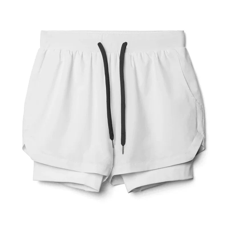 Muscular Gym Men's Sports Casual Shorts Double-decker 2in1 Basketball Short Pants Fitness Sweat Quick Dry Breathability Shorts