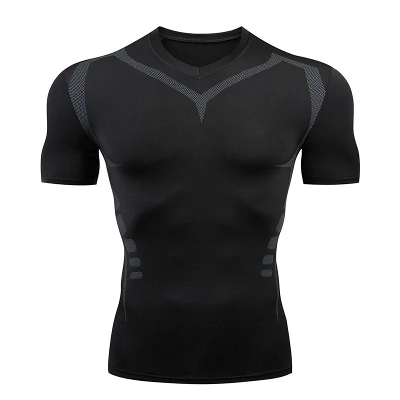 Men Short Sleeve Rash Guard Compression Shirts Quick Dry Fitness Cycling Running T-Shirt Workout Training Underwear Gym Clothing