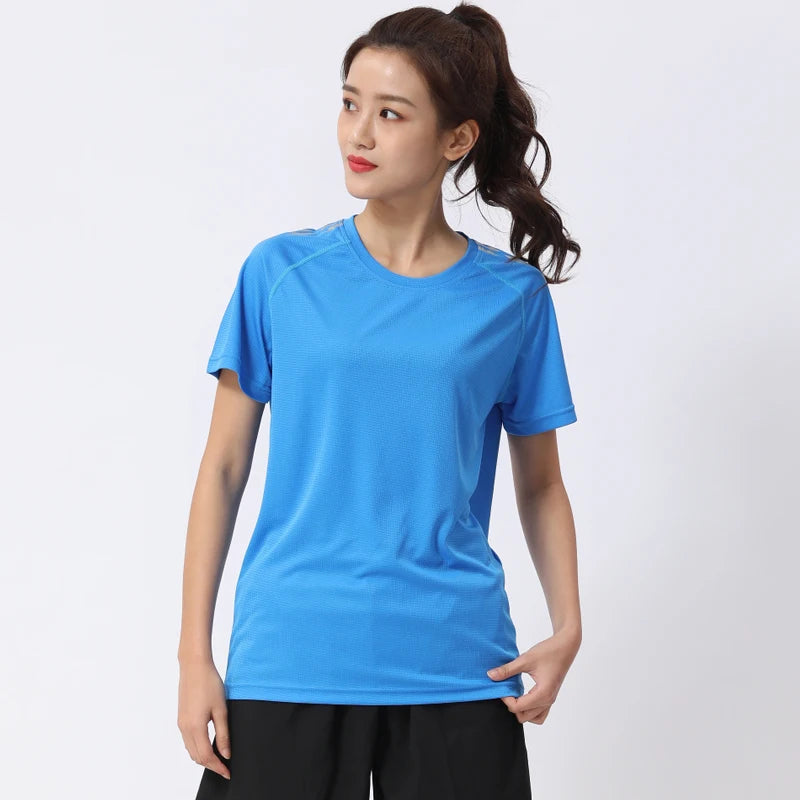 Women Sport T-shirts Quick Dry Print Running Casual Short Sleeve Loose Gym Top Breathable Workout Shirts S-4XL Female Tshirt