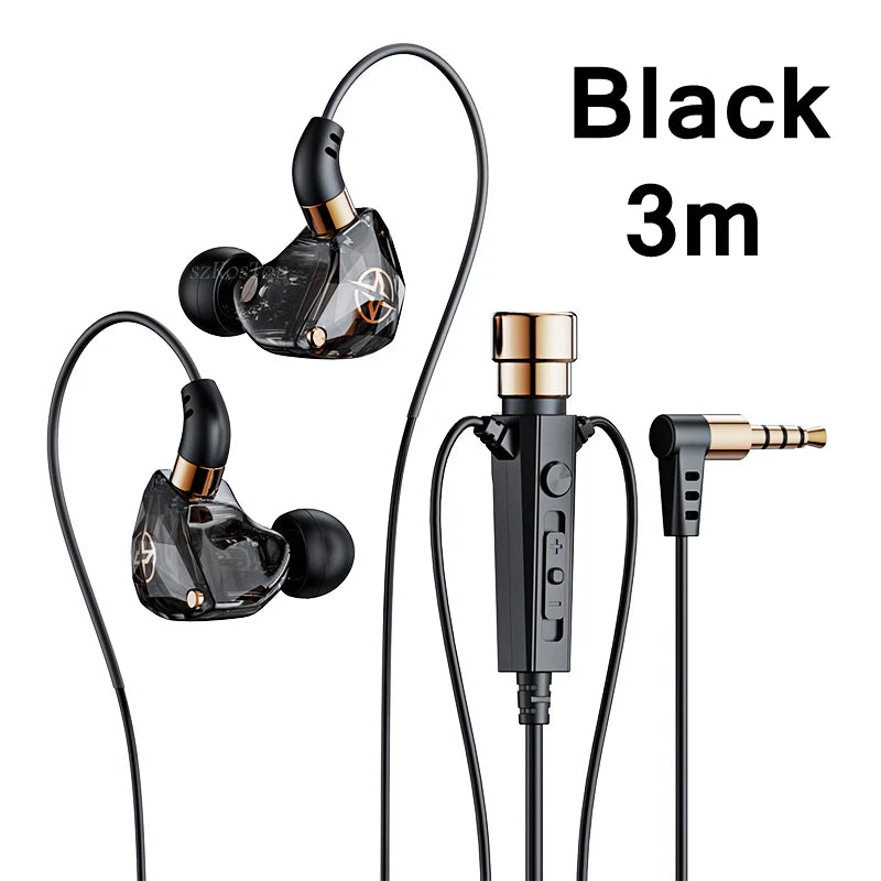 HiFi Wired Headphones with Microphone Noise-Cancelling Dynamic Earphones In Ear Earbuds Bass Headset For Sports Fitness Music