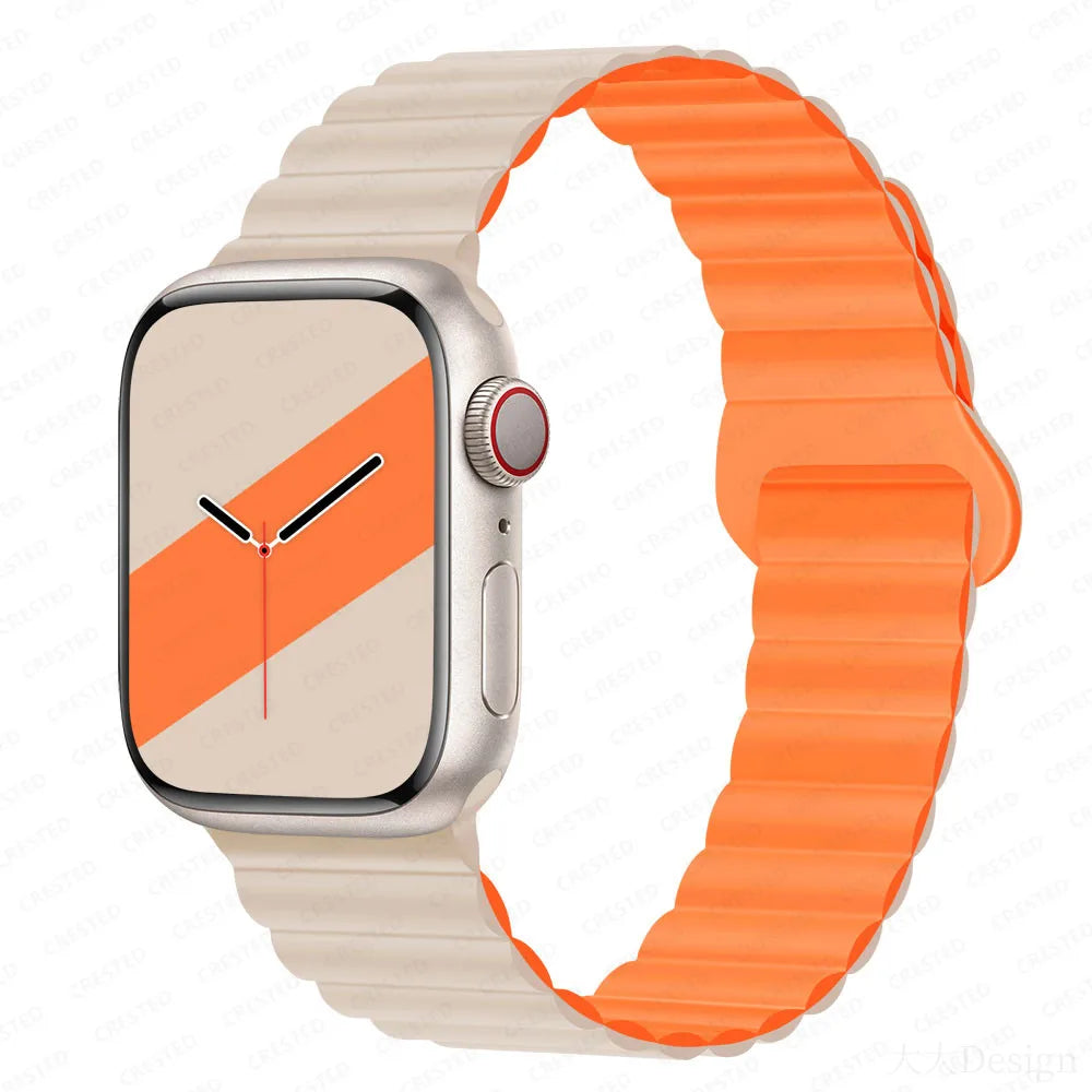 Silicone Loop Magnetic strap For Apple watch band 44mm 40mm 45mm 49mm 41mm 42 46mm Bracelet iWatch series 8 SE 6 7 Ultra 2 9 10