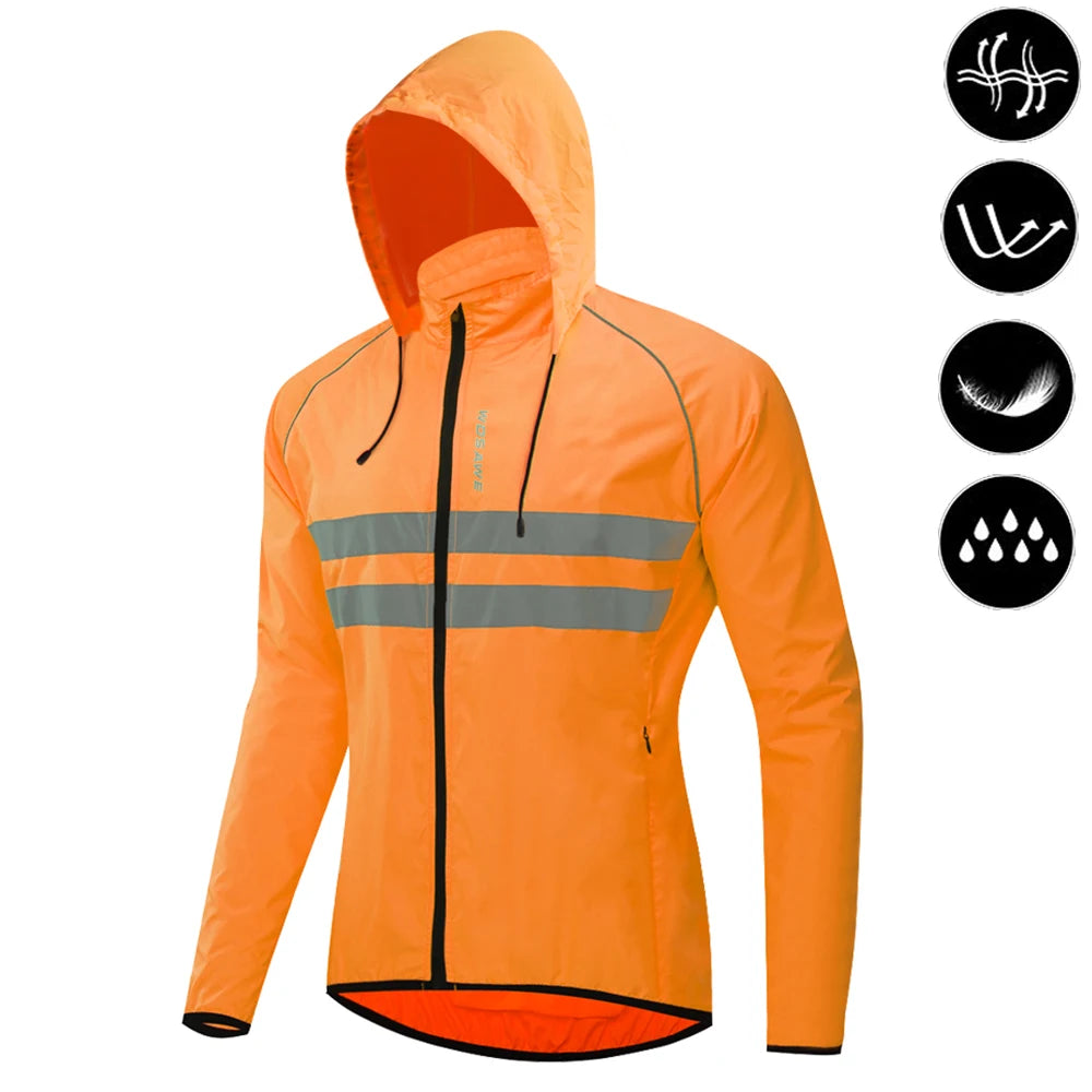 WOSAWE Ultralight Men's Cycling Windbreaker Reflective Jacket Windproof Water Resistant MTB Road Bicycle Long Jersey Wind Coat