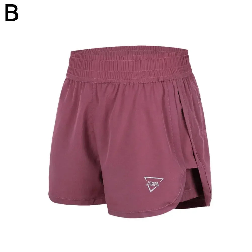 New Gym Sport Shorts Casual Outdoor Running Quick Dry Elastic Shorts High Training Two Pieces Pants Waist Shorts Short For Women