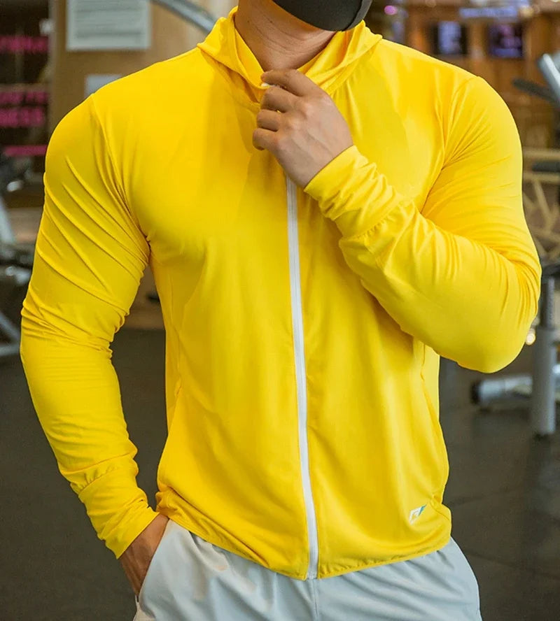 2023 High Quality Men's Jacket Sports Zip Up Long Sleeve T-shirts Quick Dry Gym Fitness Elasticity Coats Running Man Sweatshirts