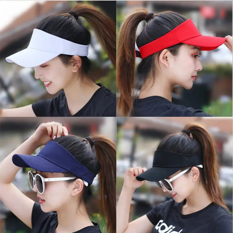 Sun Hat Women Baseball Cap Summer White Sun-Proof Caps Empty Top Visors Seaside Outdoor Sport Tennis Golf Hat