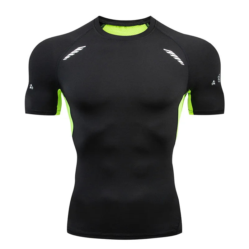 Men Short Sleeve Rash Guard Compression Shirts Quick Dry Fitness Cycling Running T-Shirt Workout Training Underwear Gym Clothing