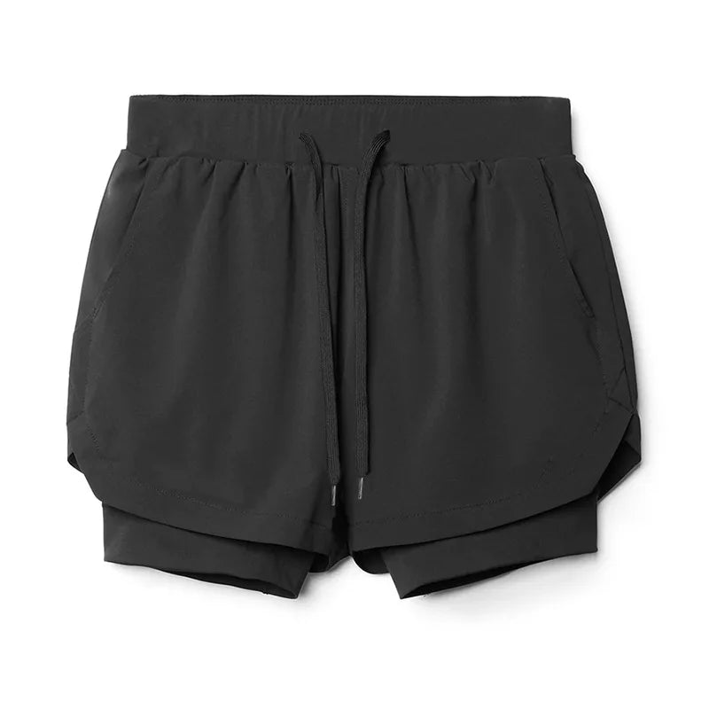 Muscular Gym Men's Sports Casual Shorts Double-decker 2in1 Basketball Short Pants Fitness Sweat Quick Dry Breathability Shorts