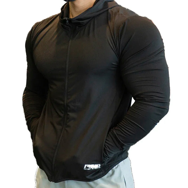 2023 High Quality Men's Jacket Sports Zip Up Long Sleeve T-shirts Quick Dry Gym Fitness Elasticity Coats Running Man Sweatshirts