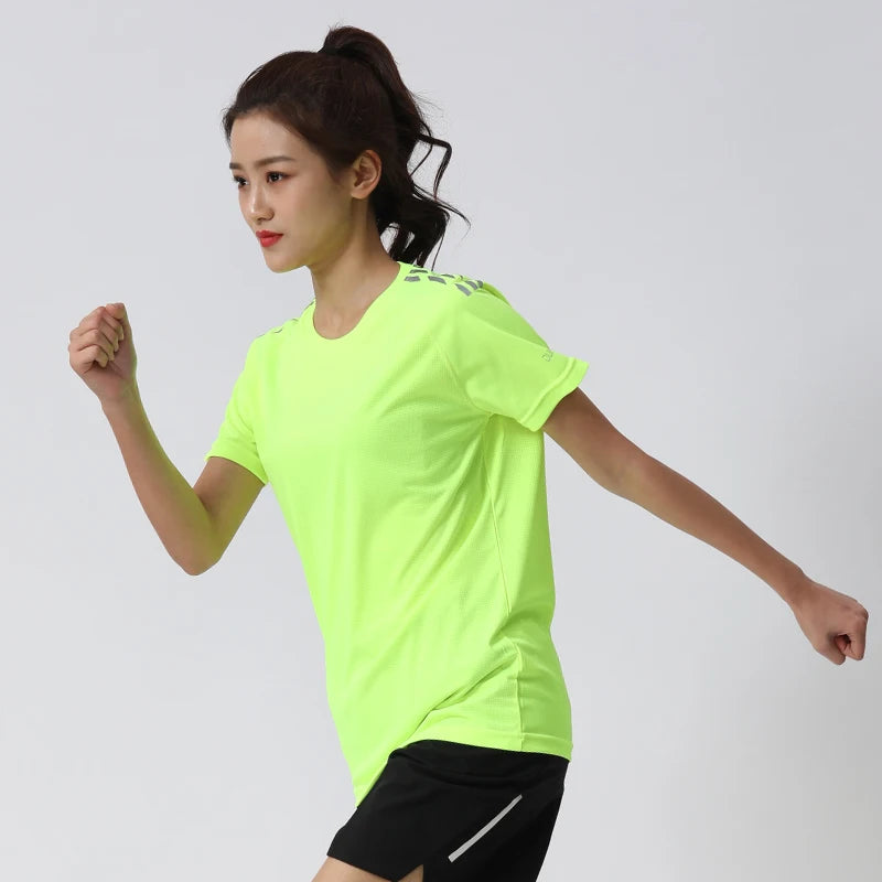 Women Sport T-shirts Quick Dry Print Running Casual Short Sleeve Loose Gym Top Breathable Workout Shirts S-4XL Female Tshirt