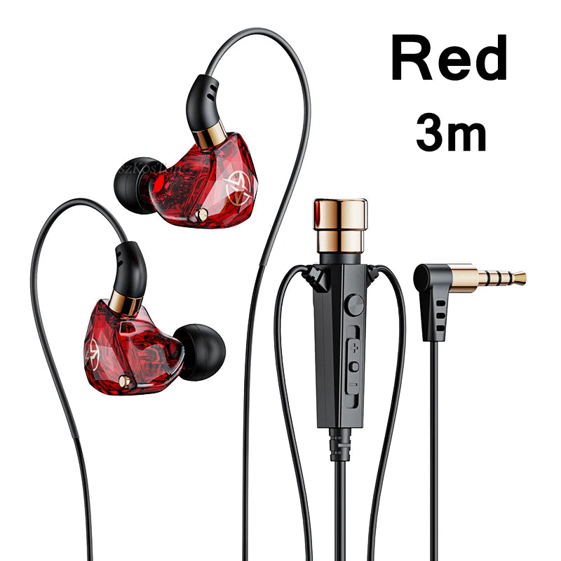 HiFi Wired Headphones with Microphone Noise-Cancelling Dynamic Earphones In Ear Earbuds Bass Headset For Sports Fitness Music