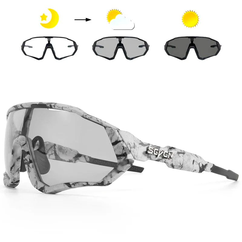 Photochromic Cycling Sunglasses Outdoor Sports Running Drving Glasses Road MTB Bicycle GogglesUV400 Safety Bike Eyewear