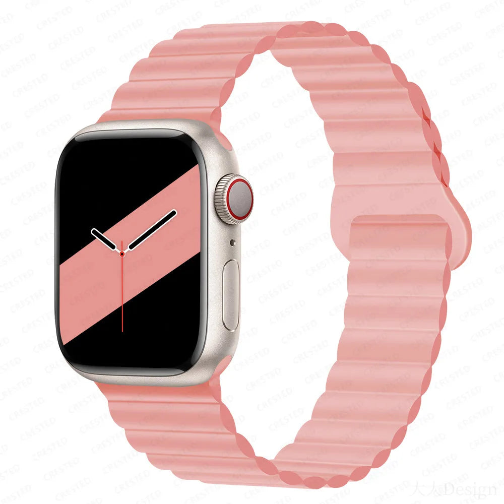 Silicone Loop Magnetic strap For Apple watch band 44mm 40mm 45mm 49mm 41mm 42 46mm Bracelet iWatch series 8 SE 6 7 Ultra 2 9 10