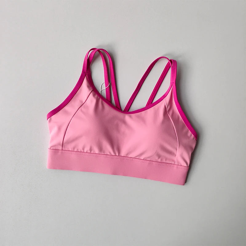 Women Sports Bra Top Push Up Fitness Fixed With Pad Yoga Bra Underwear Sport Tops Activities Bras Running Vest Gym Wear