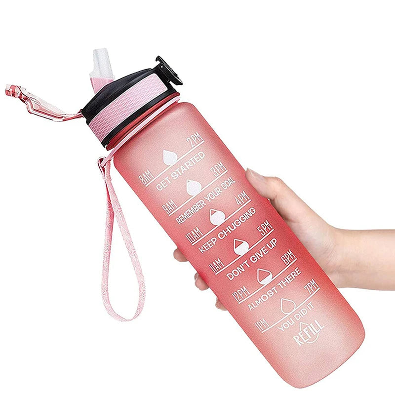 1 Liter Water Bottle Motivational Sport Water Bottle Leakproof Drinking Bottles Outdoor Travel Hiking Cycling Sport Bottles