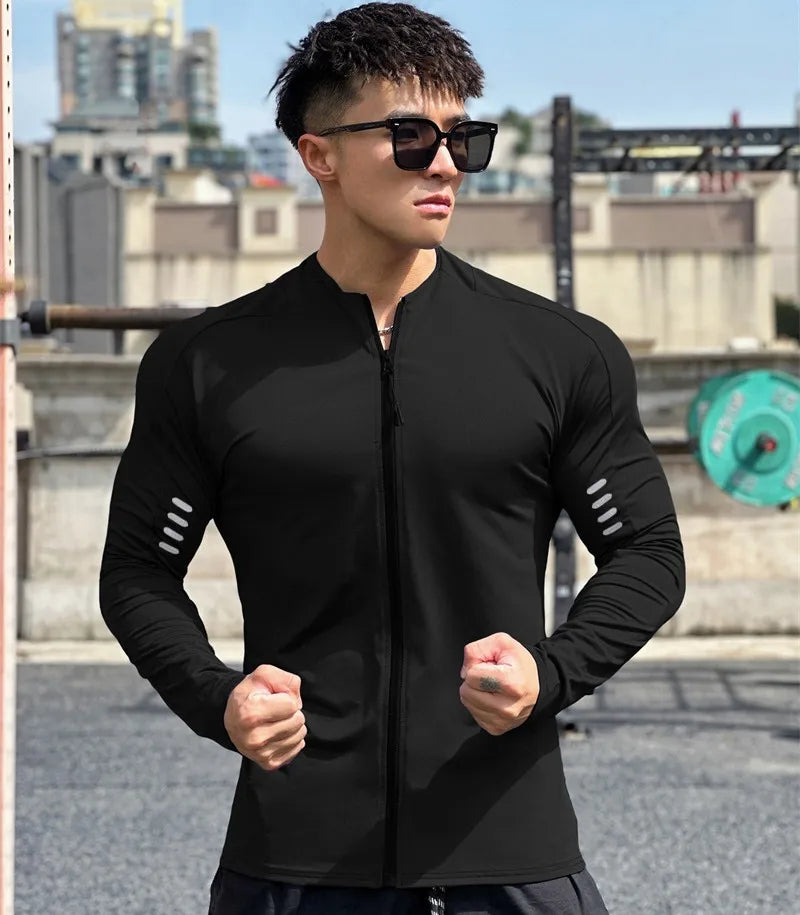 spring autumn Jacket Men Fitness Sportswear Gym Training long sleeve Sweatshirt Jogging Male coat Cardigan zipper running Jacket