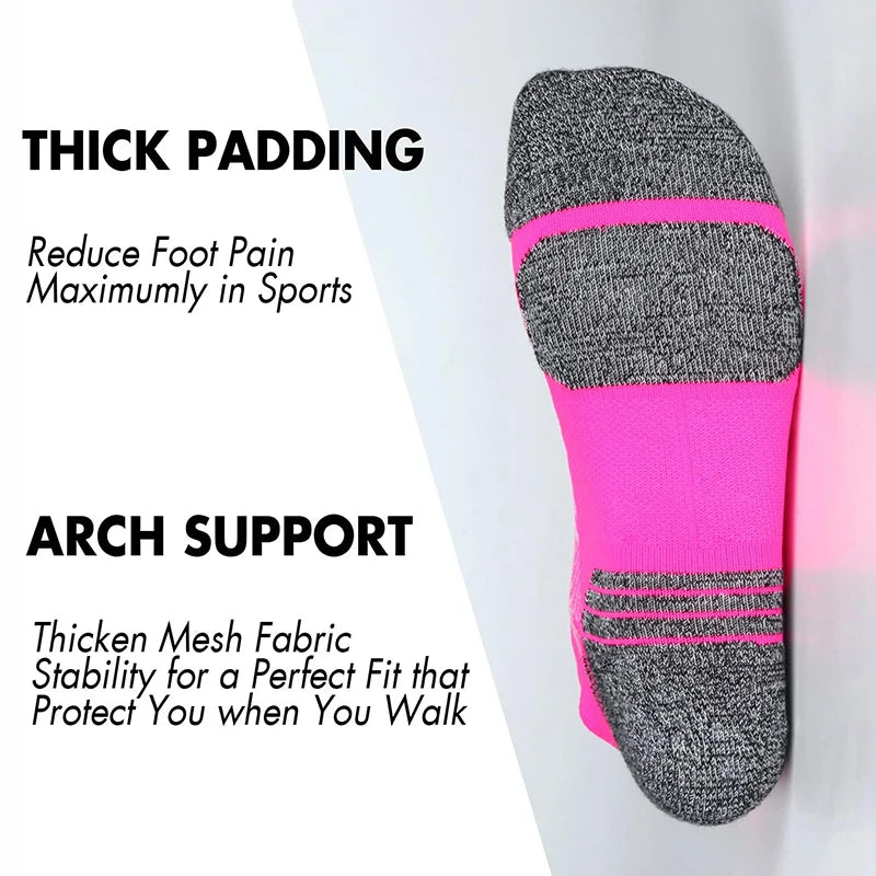 5 Pairs Performance Athletic Ankle Socks for Men and Women Ankle Support Low Cut Soft Tab Marathon Running Compression Socks