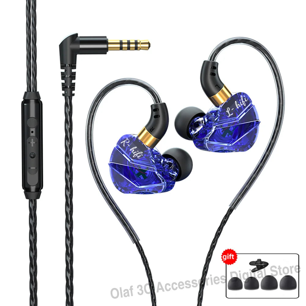 OLAF 3.5mm Jack Type C Plug Wired Headphones HIFI Bass Earphone in-Ear Headset Gamer Handsfree Earbuds For Xiaomi Huawei Samsung