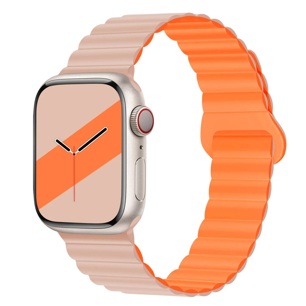 Silicone Loop Magnetic strap For Apple watch band 44mm 40mm 45mm 49mm 41mm 42 46mm Bracelet iWatch series 8 SE 6 7 Ultra 2 9 10