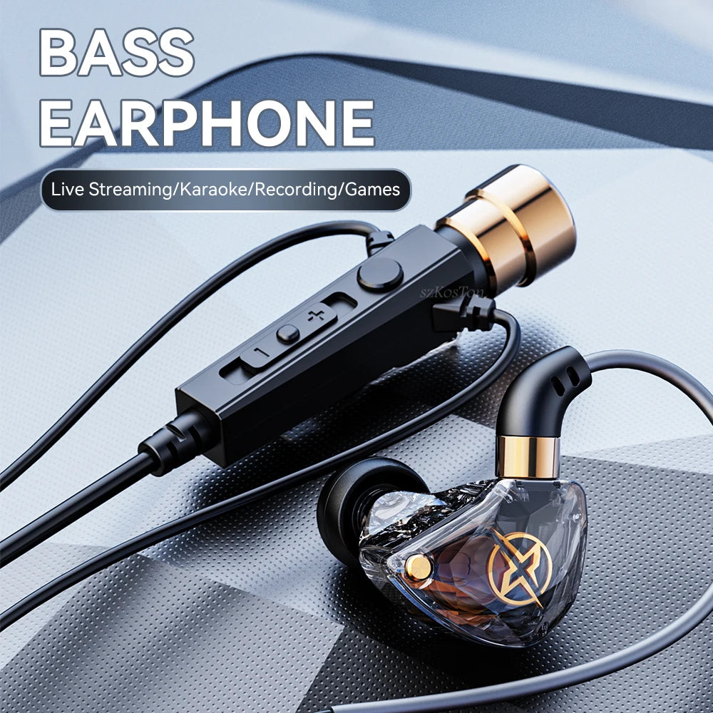 HiFi Wired Headphones with Microphone Noise-Cancelling Dynamic Earphones In Ear Earbuds Bass Headset For Sports Fitness Music