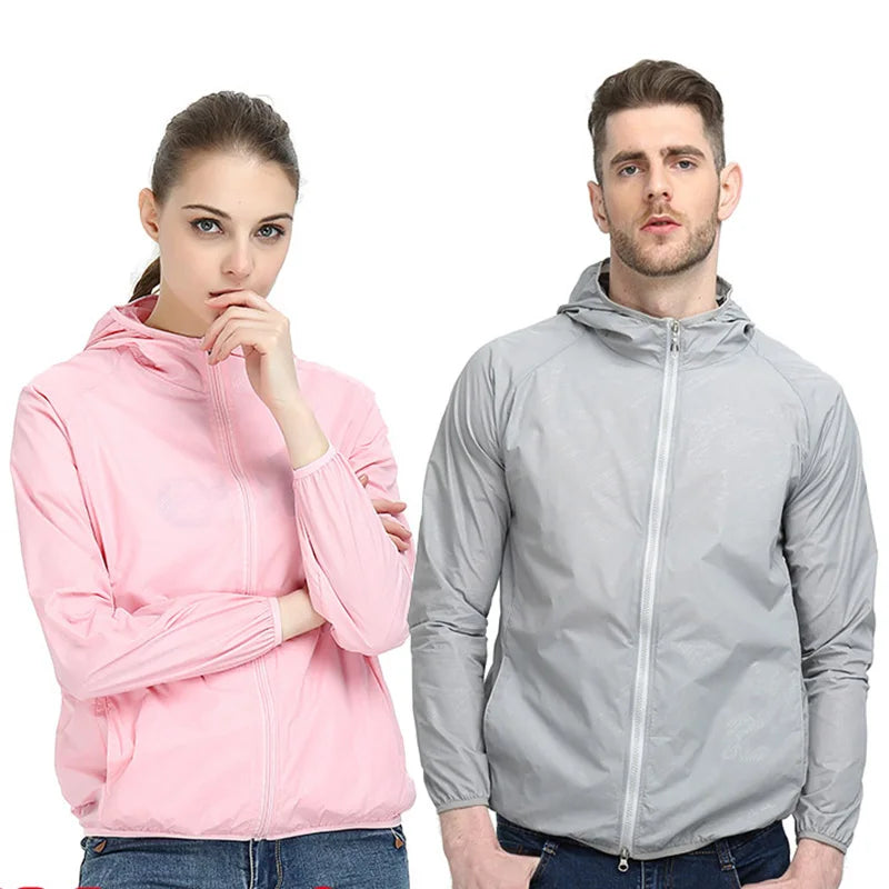 Men`s windbreaker summer Sun protection Unisex Camping Rain jacket Couple outwear sports Cycling Thin hooded coats men clothing