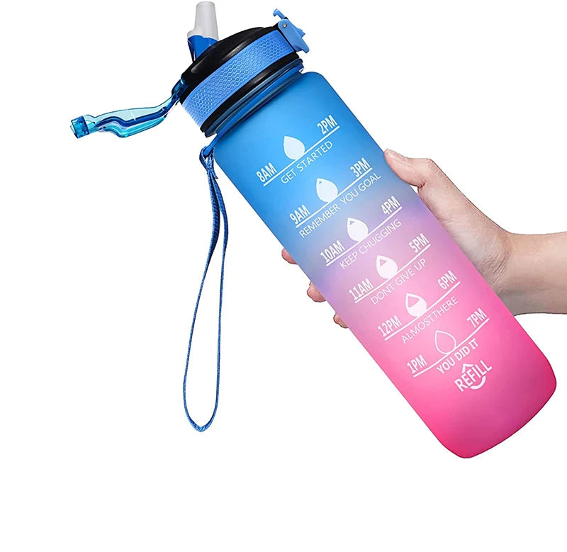 1 Liter Water Bottle Motivational Sport Water Bottle Leakproof Drinking Bottles Outdoor Travel Hiking Cycling Sport Bottles