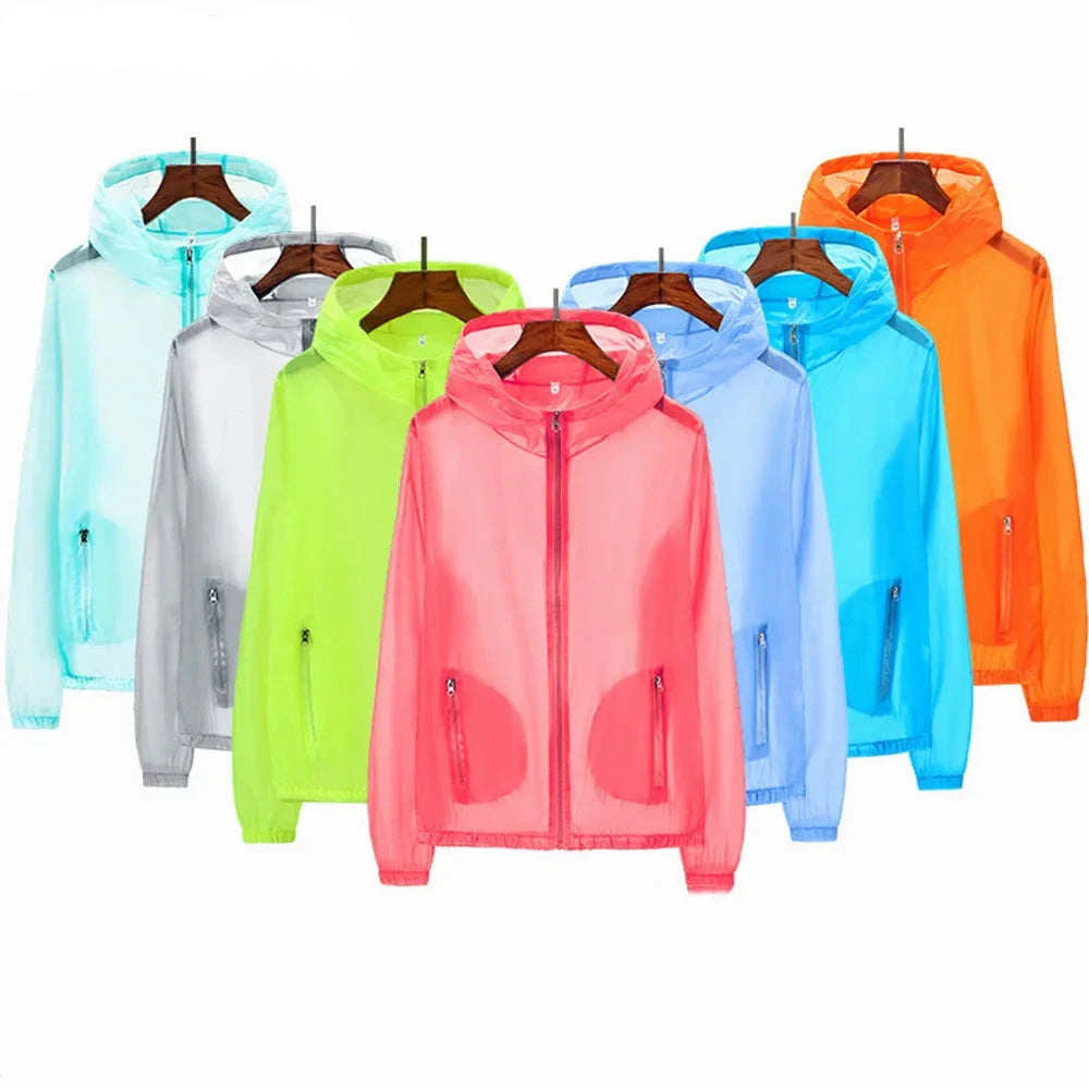 Summer UV Sun-Protection Large Sizes S-7XL Skin Thin Jackets Ultra Lightweight Couple Jackets Outdoor Riding Camping Jackets