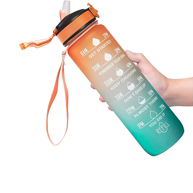 1 Liter Water Bottle Motivational Sport Water Bottle Leakproof Drinking Bottles Outdoor Travel Hiking Cycling Sport Bottles