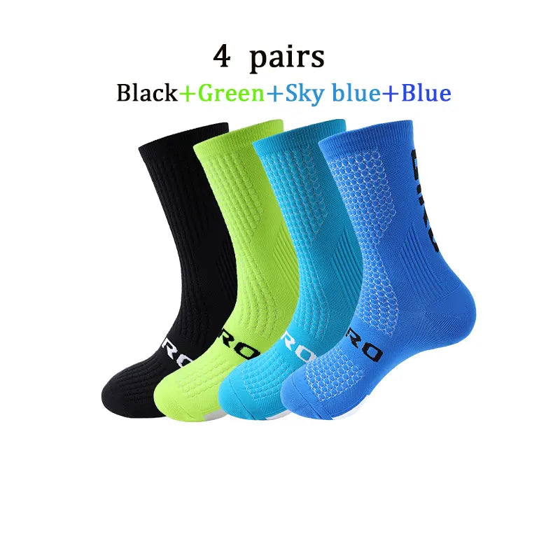 Cycling Socks Men 4 Pairs/set Biking Socks Women Sport Sweat Absorbing Breathable Football Soccer Compression Socks Wholesale