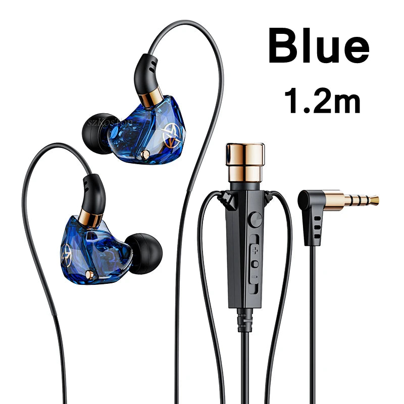 HiFi Wired Headphones with Microphone Noise-Cancelling Dynamic Earphones In Ear Earbuds Bass Headset For Sports Fitness Music