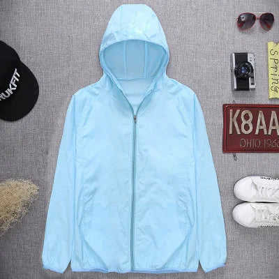 Men`s windbreaker summer Sun protection Unisex Camping Rain jacket Couple outwear sports Cycling Thin hooded coats men clothing