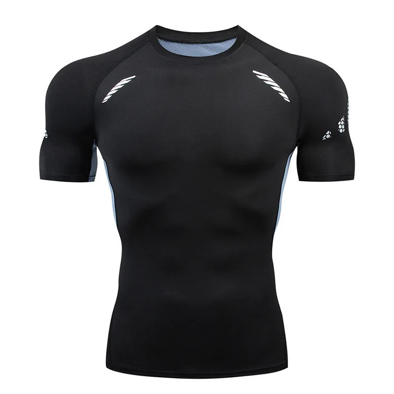 Men Short Sleeve Rash Guard Compression Shirts Quick Dry Fitness Cycling Running T-Shirt Workout Training Underwear Gym Clothing