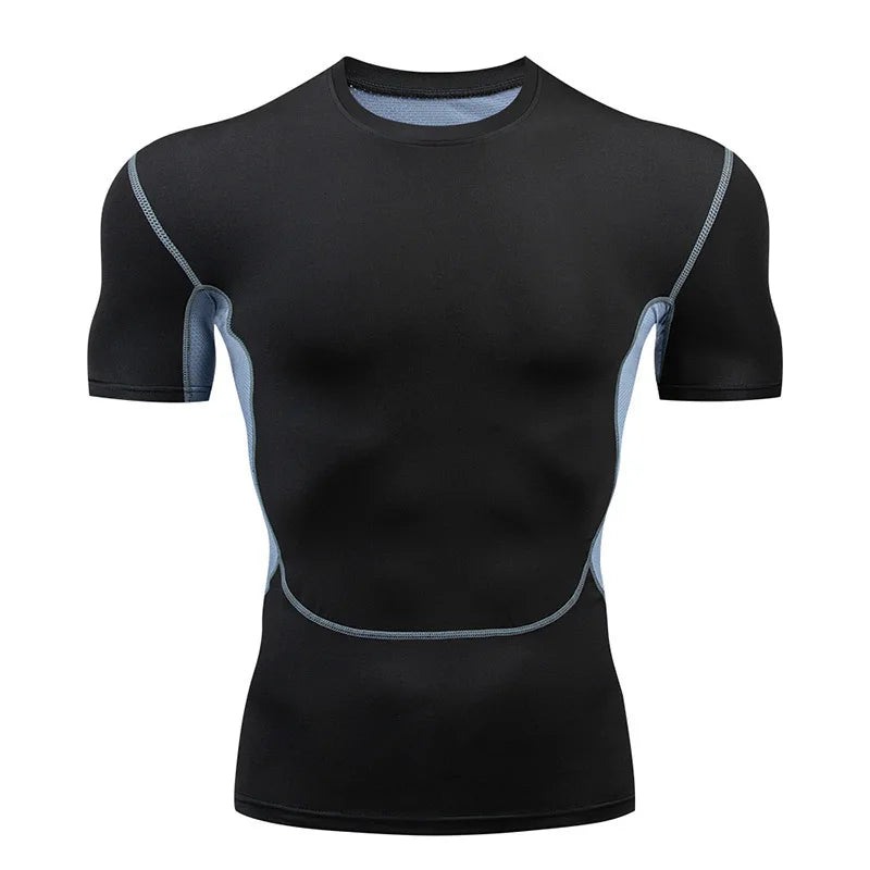 Men Short Sleeve Rash Guard Compression Shirts Quick Dry Fitness Cycling Running T-Shirt Workout Training Underwear Gym Clothing