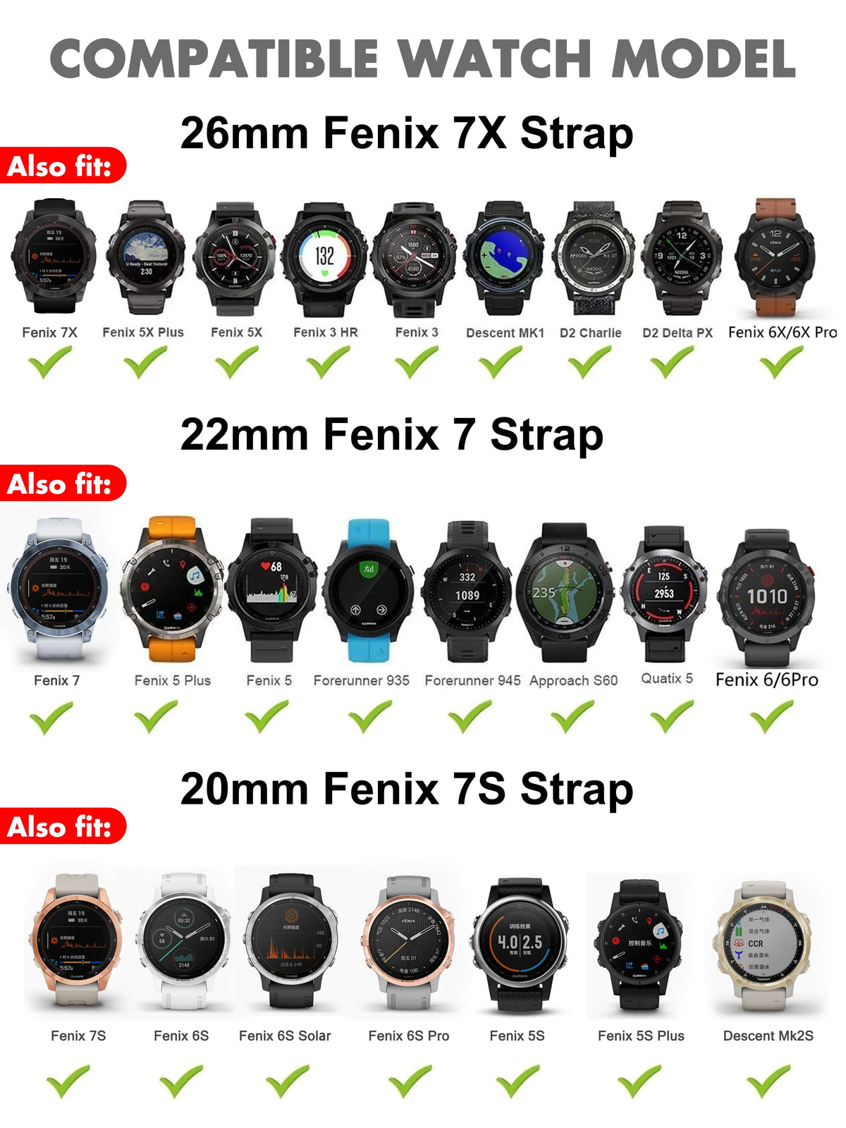 QuickFit Silicone Strap for Garmin Fenix & Forerunner