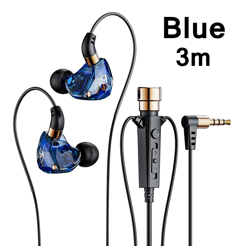 HiFi Wired Headphones with Microphone Noise-Cancelling Dynamic Earphones In Ear Earbuds Bass Headset For Sports Fitness Music