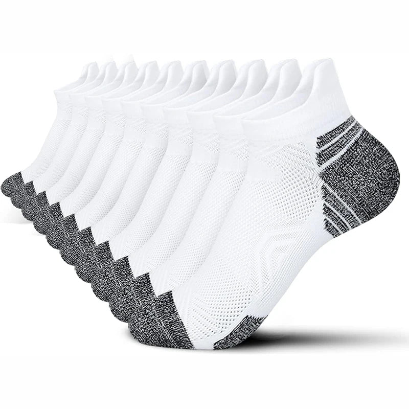 5 Pairs Performance Athletic Ankle Socks for Men and Women Ankle Support Low Cut Soft Tab Marathon Running Compression Socks