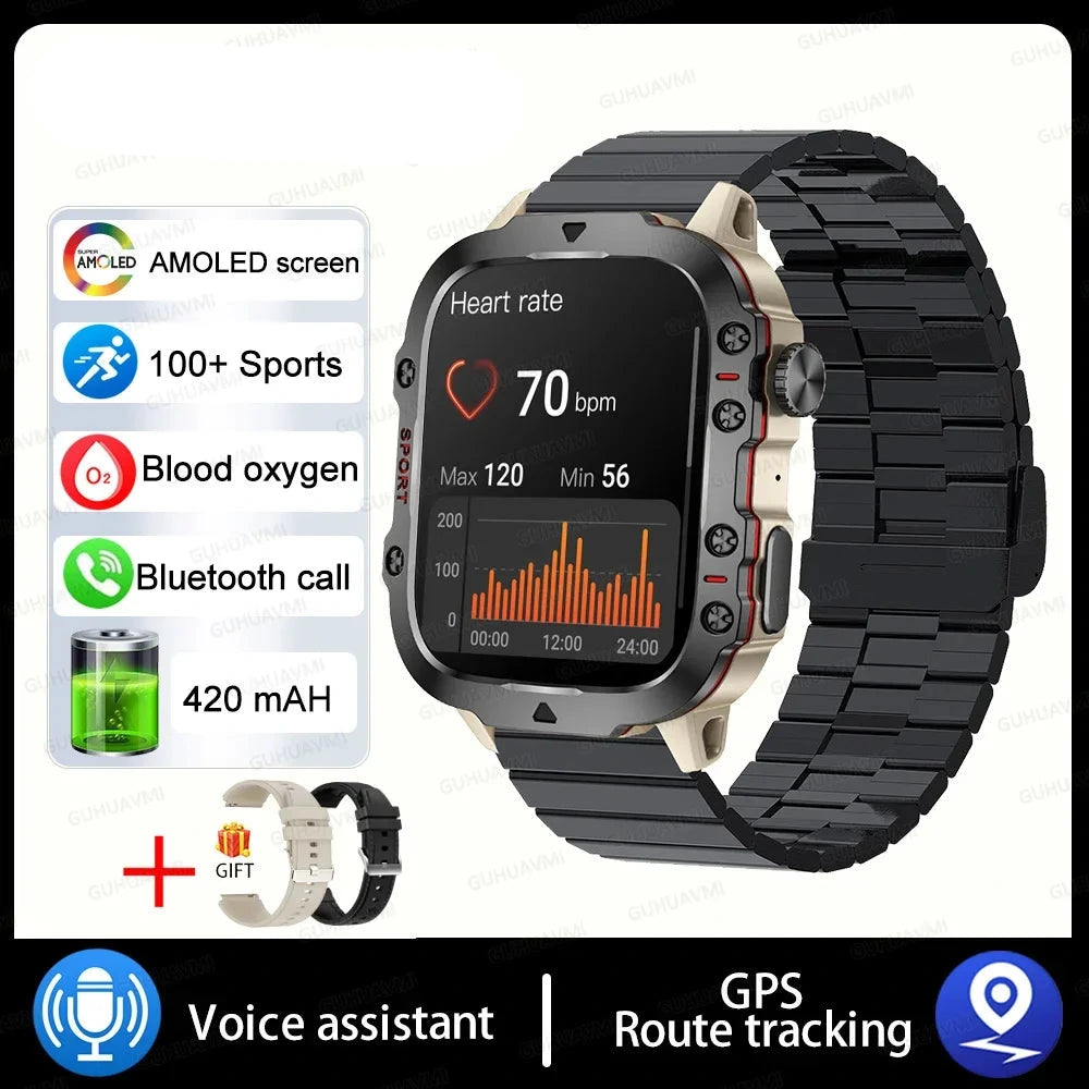 2024 For Xiaomi New Rugged Military GPS Smart Watch Men Bluetooth Call Health Monitoring AI Voice Sports Waterproof Smartwatches