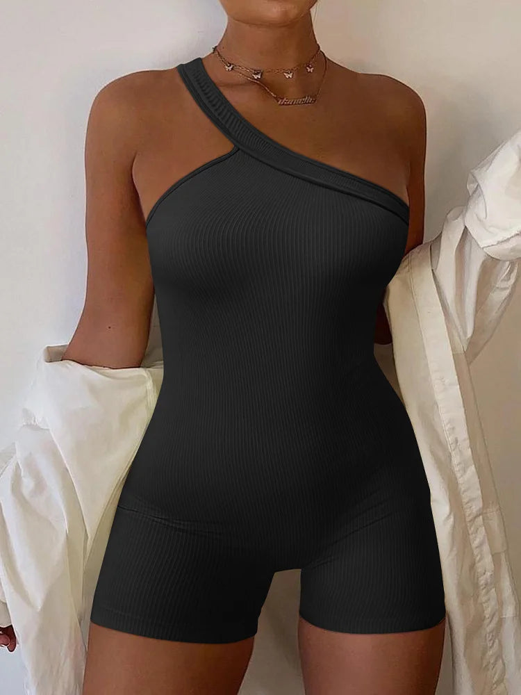 New Women's Yoga Rompers Ribbed Spaghetti Strap Exercise Romper One Piece Jumpsuit Fitness Jumpsuits