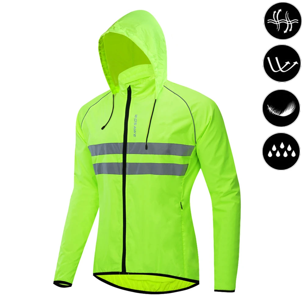 WOSAWE Ultralight Men's Cycling Windbreaker Reflective Jacket Windproof Water Resistant MTB Road Bicycle Long Jersey Wind Coat