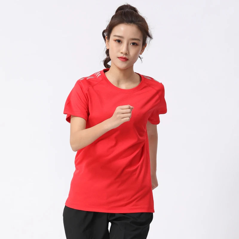 Women Sport T-shirts Quick Dry Print Running Casual Short Sleeve Loose Gym Top Breathable Workout Shirts S-4XL Female Tshirt