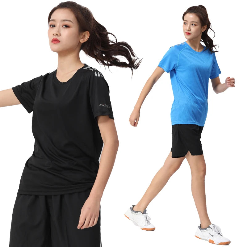 Women Sport T-shirts Quick Dry Print Running Casual Short Sleeve Loose Gym Top Breathable Workout Shirts S-4XL Female Tshirt