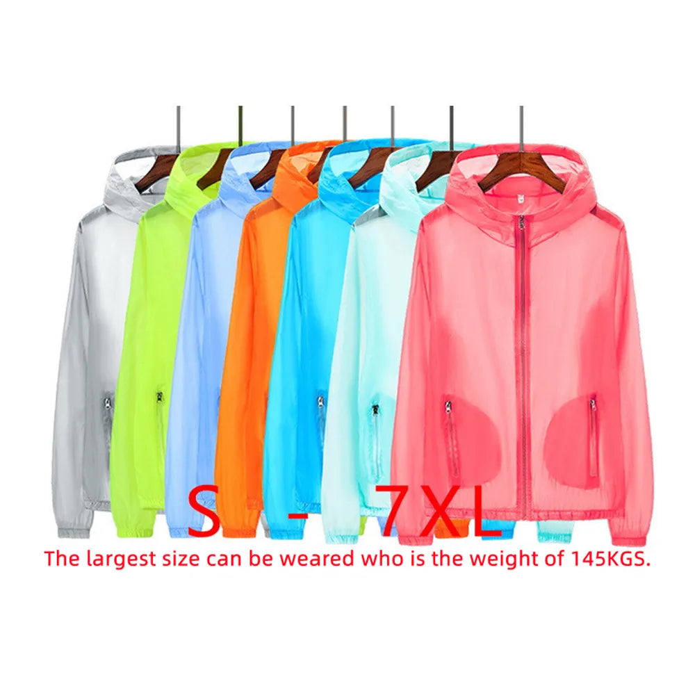 Summer UV Sun-Protection Large Sizes S-7XL Skin Thin Jackets Ultra Lightweight Couple Jackets Outdoor Riding Camping Jackets